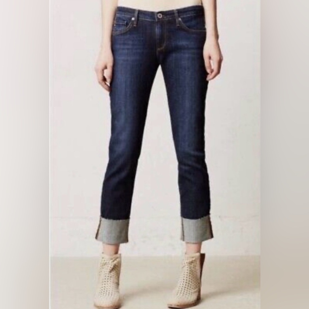 AG Adriano Goldschmied Dark Indigo Stevie Cuff Petite Jeans